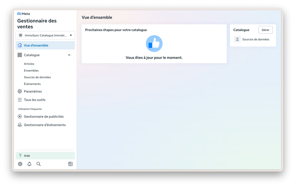 Screenshot : confirmation catalogue