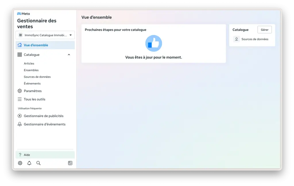 Screenshot : confirmation catalogue